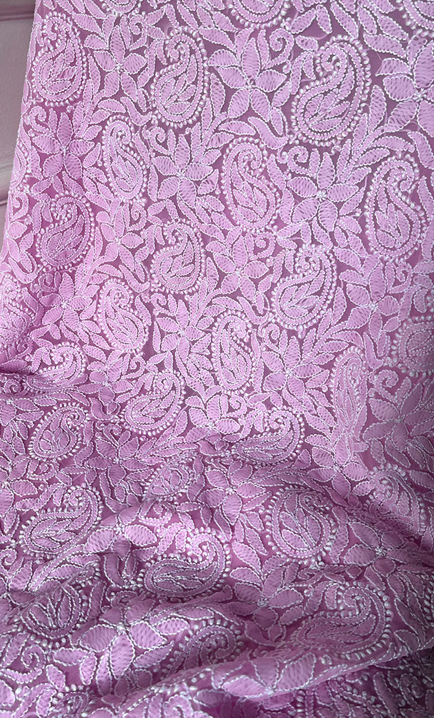 Vamika Women's Lucknowi Handcrafted Faux-Georgette Unstitched Chikankari Suit Material - HONC0330338