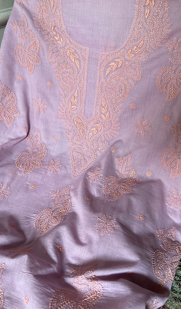 Women's Lakhnavi Handcrafted Cotton Unstitched Chikankari Suit Material - HONC0358200