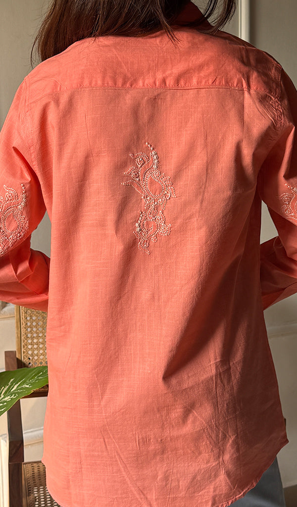 Women's Lakhnavi Handcrafted Cotton Chikankari Top - HONC030384