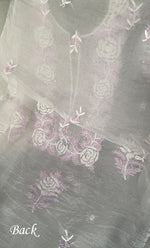 Load image into Gallery viewer, Rose Women&#39;s Lakhnavi Handcrafted Pure Organza Chikankari Unstitched Kurta And Dupatta Set- HONC0305186
