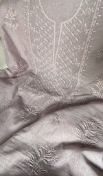 将图像加载到图库查看器中， Pure Mul Chanderi Chikankari 3 Pc Unstitched Suit Set