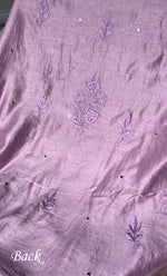 Load image into Gallery viewer, Women's Lucknowi Handcrafted Chanderi Silk Chikankari Full Suit Material - HONC0290031