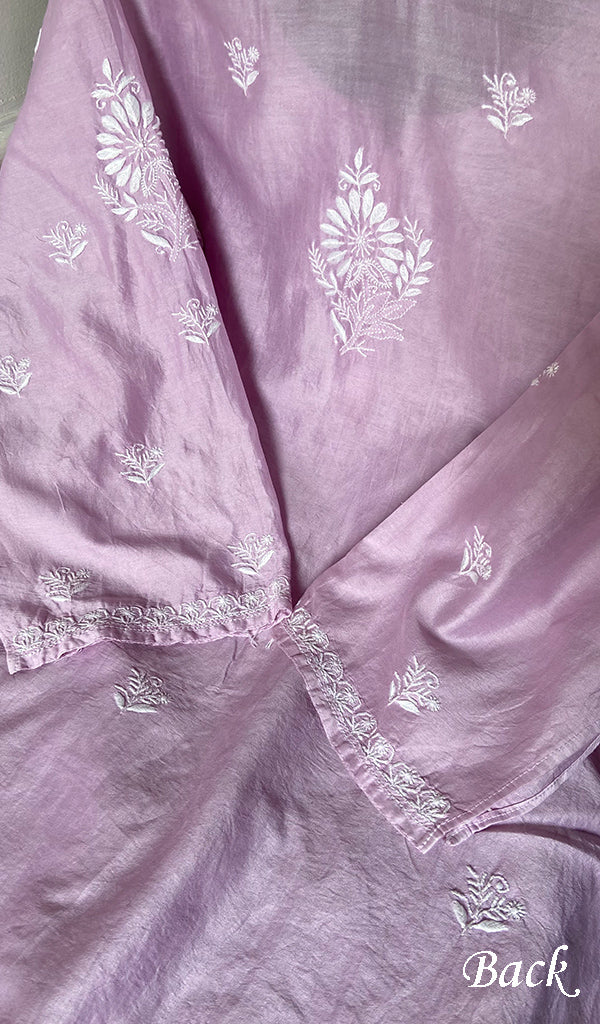 Women's Lakhnavi Handcrafted Chanderi Silki Semi - Stitched Kurta And Dupatta Set - HONC0371445