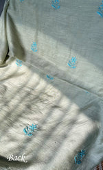 Load image into Gallery viewer, Women&#39;s Lakhnavi Handcrafted Munga Silk Unstitched Chikankari Kurta And Dupatta Set- HONC0282781
