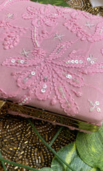 将图像加载到图库查看器中， Pink Chikankari Embroidered Clutch - HONC0232415
