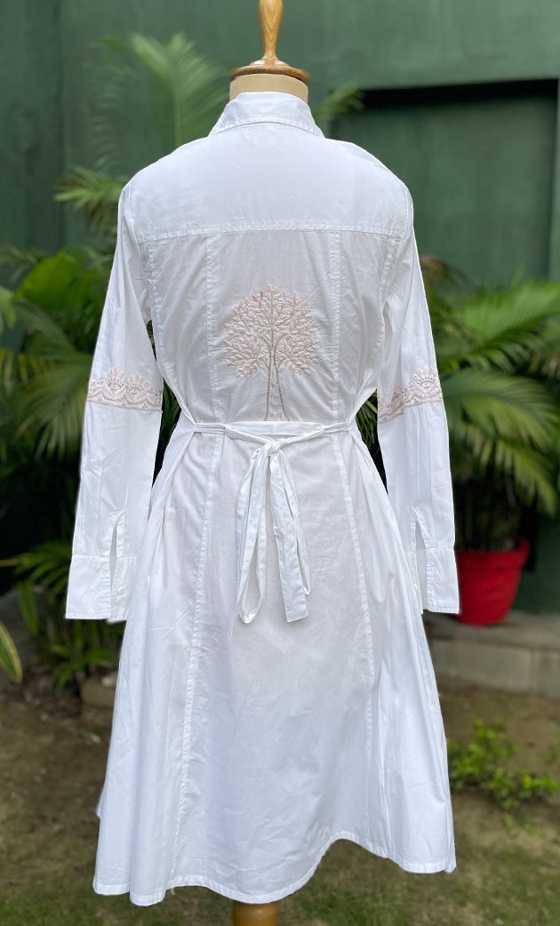 Niyat Women's Lucknowi Handcrafted Cotton Chikankari Long Dress - HONC0303725