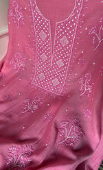 Load image into Gallery viewer, Women's Lakhnavi Handcrafted Unstitchd Mul Chanderi Kurta And Dupatta Set - HONC0310807