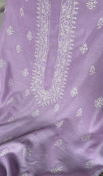 将图像加载到图库查看器中， Lucknowi Handcrafted Maheshwari Mul chanderi  Chikankari Unstitched Men's Kurta Fabric - HONC0288624
