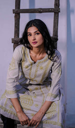 将图像加载到图库查看器中， Divya Women&#39;s Lucknowi Handcrafted Cotton Chikankari Kurti - HONC0213403

