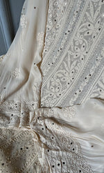 将图像加载到图库查看器中， Women&#39;s Lucknowi Handcrafted Viscose Georgette Semi - Stitched Chikankari Anarkali Full suit  - HONC0311032
