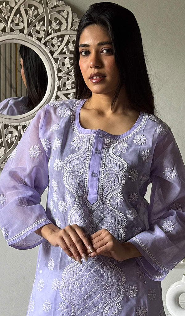 Women's Lakhnavi Handcrafted Cotton Chikankari Top - HONC0347236