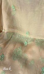 Load image into Gallery viewer, Rose Women&#39;s Lakhnavi Handcrafted Pure Organza Chikankari Unstitched Kurta And Dupatta Set- HONC0310090
