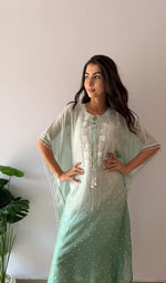 Load image into Gallery viewer, Pragya Women's Lucknowi Handcrafted Mul chanderi Chikankari Kaftan - HONC0487568