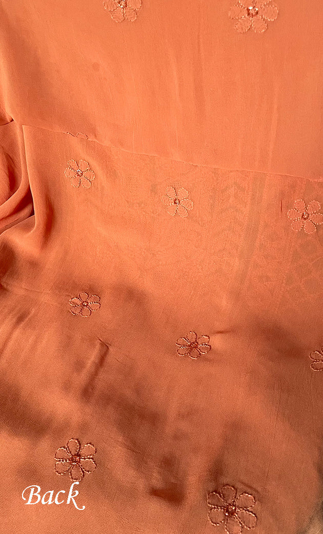 Women's Lakhnavi Handcrafted Viscose Georgette Chikankari Full Suit Material - HONC0299907