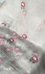 将图像加载到图库查看器中， Women&#39;s Lakhnavi Handcrafted Pure Organza Chikankari Unstitched Kurta And Dupatta Set- HONC0319583
