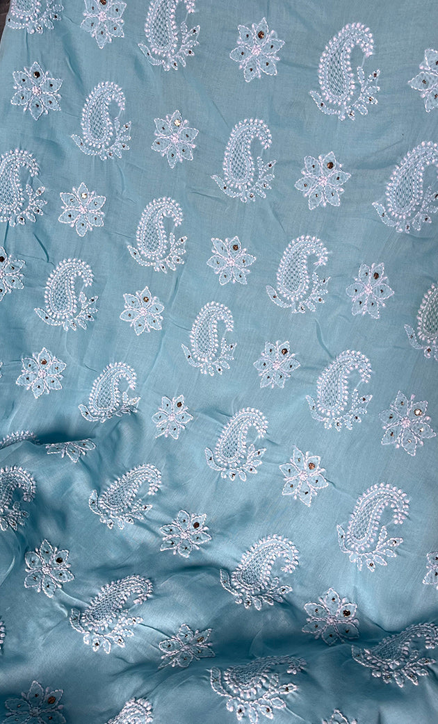 Women's Lakhnavi Handcrafted Unstitched Cotton Chikankari Suit Material - HONC0239976