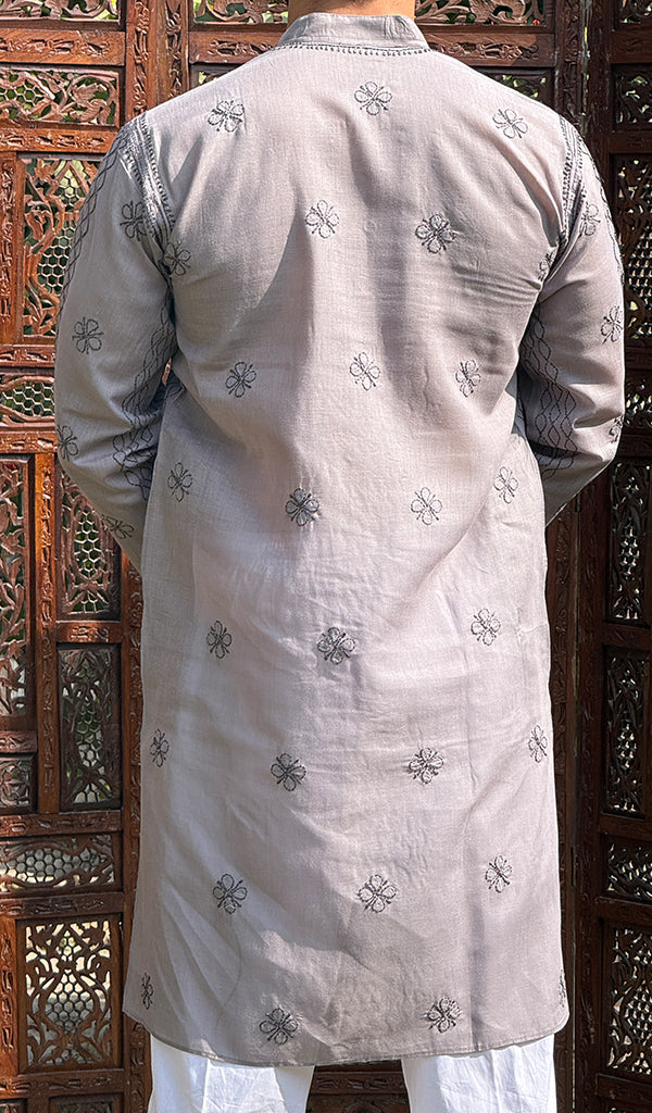 Men's Lucknowi Handcrafted Cotton Chikankari Kurta -  HONC0114551