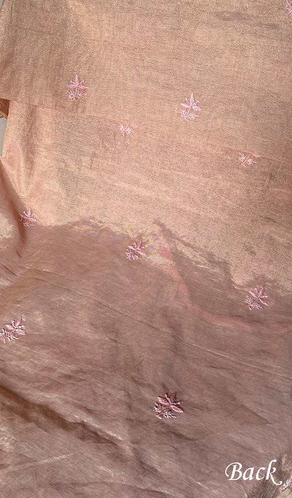Women's Lakhnavi Handcrafted Tissue Chanderi Chikankari Suit Material - HONC0275987