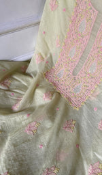 Load image into Gallery viewer, Zoha Women's Lakhnavi Handcrafted Mul Chanderi Unstitched Kurta And Dupatta Set- HONC0365500