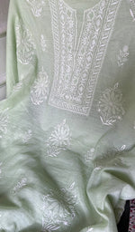 Load image into Gallery viewer, Women's Lakhnavi Handcrafted Chanderi Silk Unstitched Chikankari Full Suit - HONC0351094