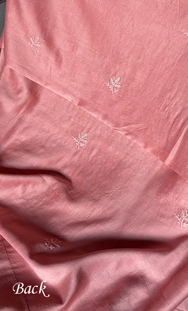 Women's Lucknowi Handcrafted Chanderi Silk Chikankari Full Suit Material - HONC0264097