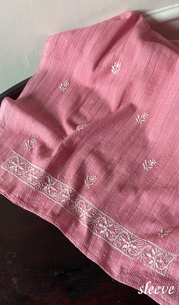 Aarya Lucknowi Handcrafted Cotton Unstitched Chikankari Unstitched Unisex Kurta Fabric - HONC0544214