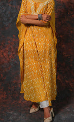 将图像加载到图库查看器中， Rabia Women's Lucknowi Handcrafted Mul chanderi Chikankari Kaftan - HONC0312013