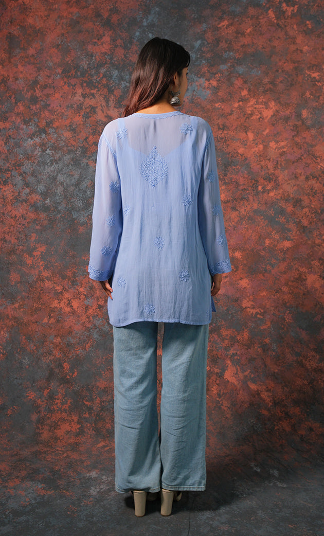 Women's Lucknowi Handcrafted Viscose Georgette Chikankari Top - HONC0327547