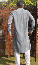 Load image into Gallery viewer, Men&#39;s Faux-Georgette Hakoba Kurta - HONC0261838
