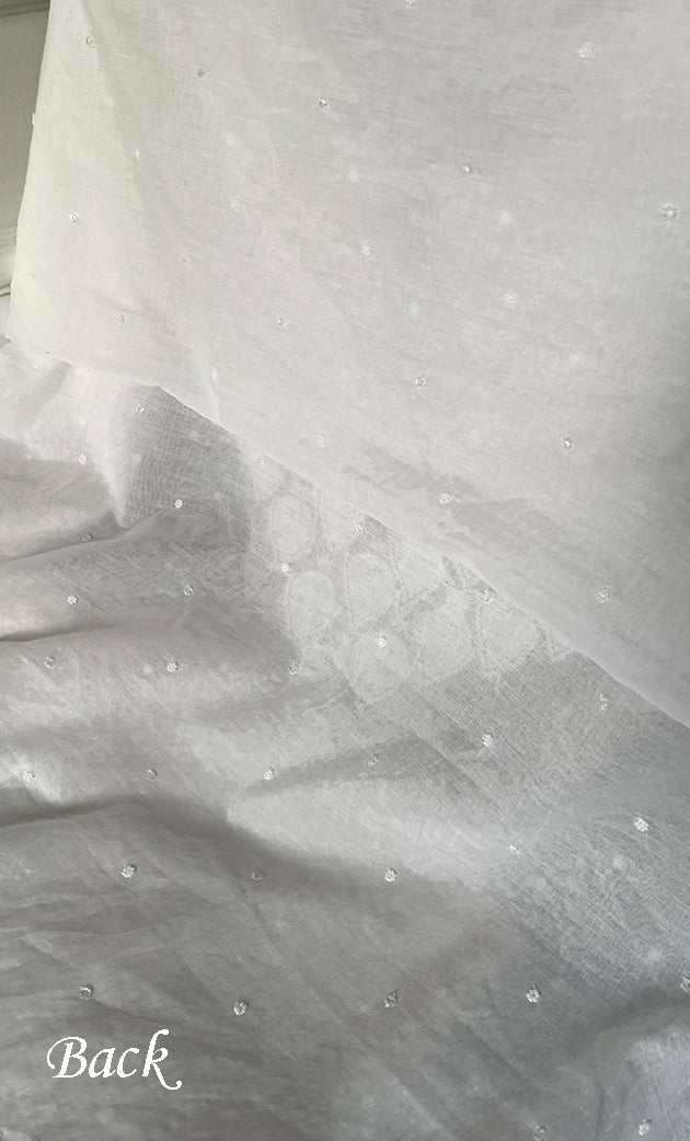 Amisha Women's Lakhnavi Handcrafted Mul Chanderi Unstitched Kurta And Dupatta Set - HONC0319463