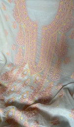 Load image into Gallery viewer, Women's Lakhnavi Handcrafted Mul Chanderi Unstitched Kurta And Dupatta Set - HONC0365502