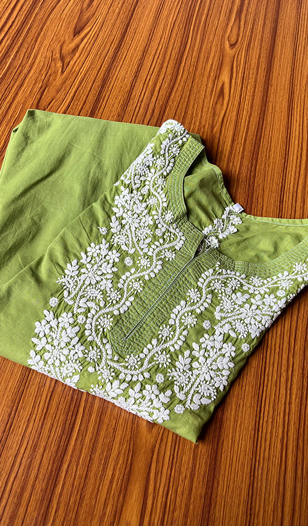 Meerab Women's Lucknowi Handcrafted Cotton Chikankari Kurti - HONC0301013