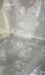 Load image into Gallery viewer, Women&#39;s Lakhnavi Handcrafted Organza Chikankari Unstitched Full Suit Material - HONC0284611
