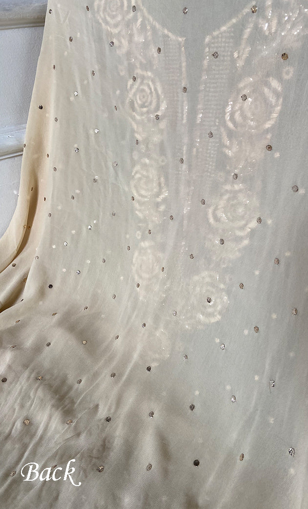 Women's Lucknowi Handcrafted Viscose Georgette Unstitched Chikankari Suit Material - HONC0338158