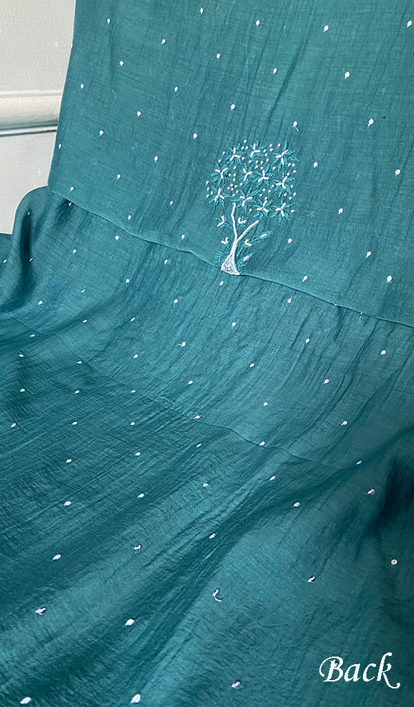 Women's Lakhnavi Handcrafted Mul Chanderi Unstitched Kurta And Dupatta Set - HONC0317807