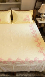 Load image into Gallery viewer, Lakhnavi Handcrafted Cotton Chikankari Bedsheet Set - HONC031718