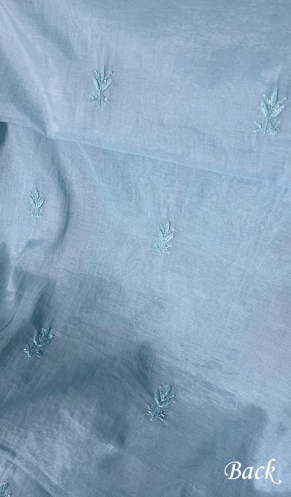 Women's Lakhnavi Handcrafted Mul Chanderi Chikankari Full Suit Material - HONC0271179