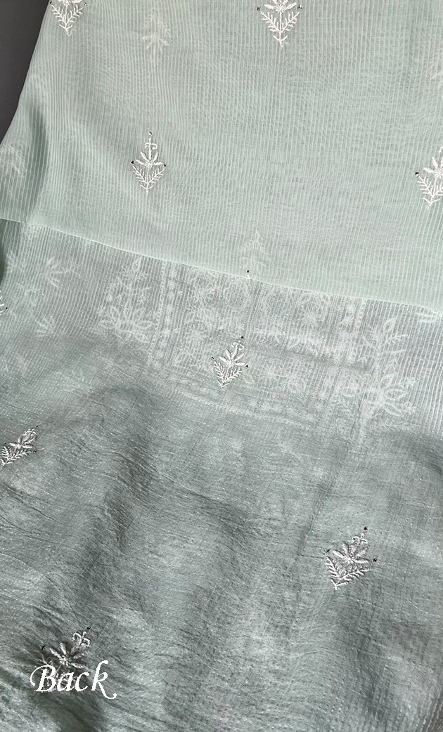 Women's Lakhnavi Handcrafted Maheshwari Mul Chanderi Unstitched Kurta And Dupatta Set- HONC0281943