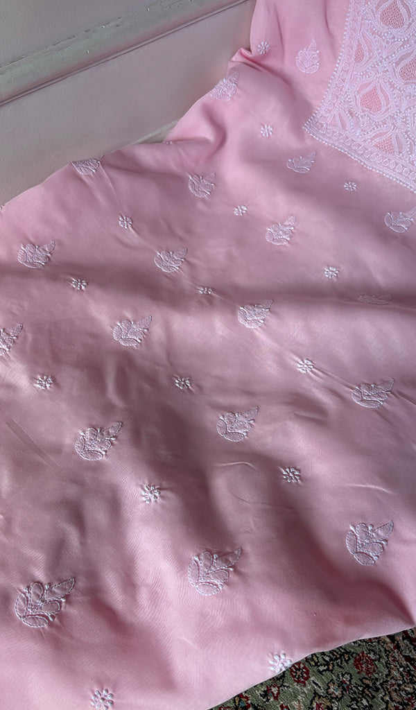 Women's Lakhnavi Handcrafted Cotton Unstitched Chikankari Suit Material - HONC0374502