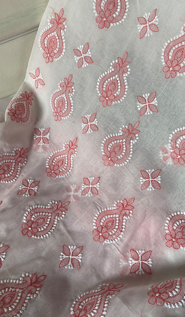Women's Lakhnavi Handcrafted Cotton Unstitched Chikankari Suit Material - HONC0367458