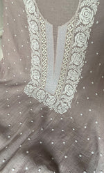 Load image into Gallery viewer, Women's Lakhnavi Handcrafted Unstitchd Mul Chanderi Kurta And Dupatta Set - HONC0338198