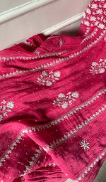 Load image into Gallery viewer, Women's Lakhnavi Handcrafted Mul Chanderi Semi - Stitched Anarkali And Dupatta Set - HONC0317827