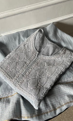 Load image into Gallery viewer, Women&#39;s Lakhnavi Handcrafted Mul Chanderi Semi - Stitched Kurta And Dupatta Set- HONC0309525
