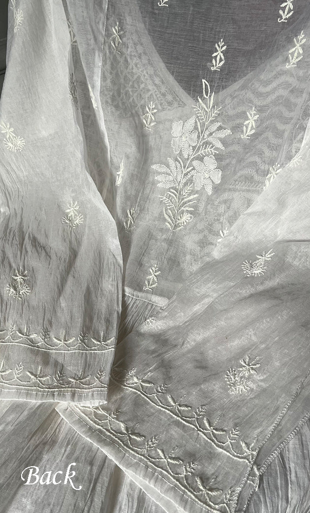 Women's Lakhnavi Handcrafted Mul Chanderi Semi - stitched Angrakha And Dupatta Set- HONC0303231