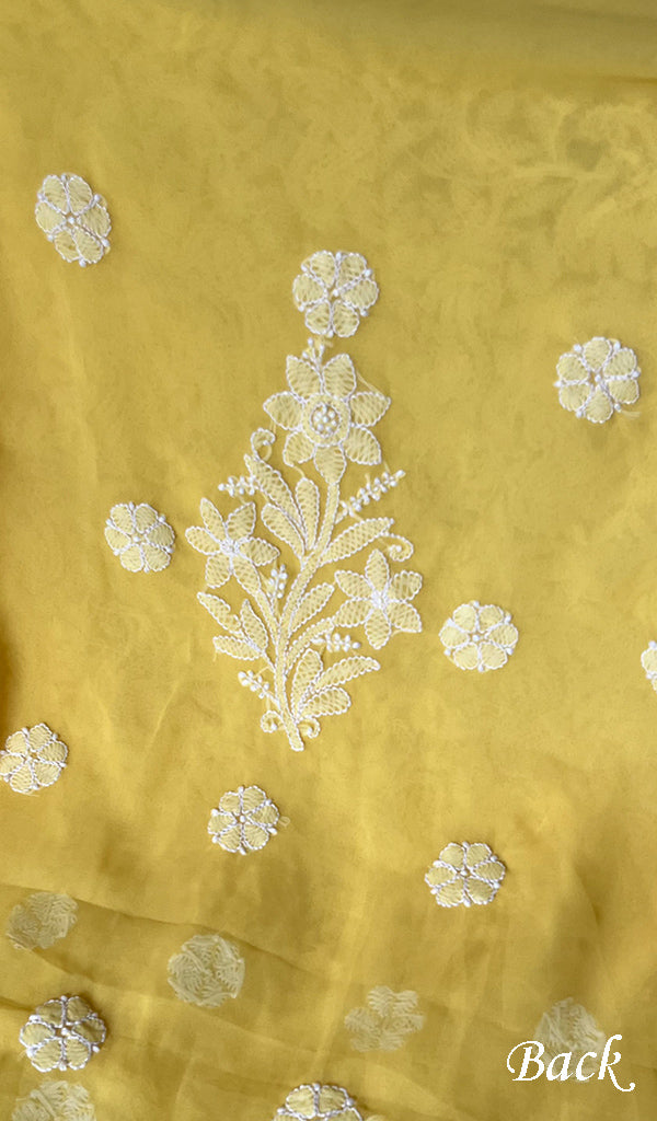Women's Lucknowi Handcrafted Faux-Georgette Chikankari Suit Material - HONC0263414