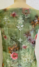 Load image into Gallery viewer, Women&#39;s Lakhnavi Handcrafted Organza Chikankari Unstitched Kurta And Dupatta Set - HONC0144735
