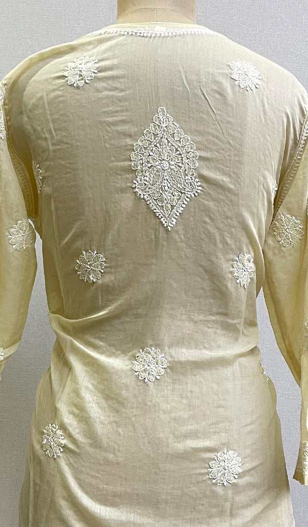 Women's Lucknowi Handcrafted White Cotton Chikankari Top - HONC0165230