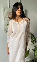 Load image into Gallery viewer, Women&#39;s Lucknowi Handcrafted Cotton Chikankari Kurti - HONC0303055
