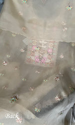 将图像加载到图库查看器中， Women&#39;s Lakhnavi Handcrafted Pure Organza Chikankari Unstitched Kurta And Dupatta Set- HONC0267234
