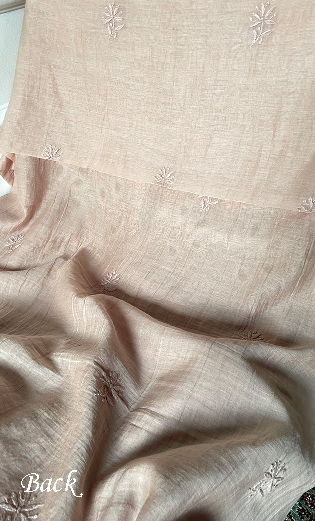 Women's Lakhnavi Handcrafted Unstitchd Mul Chanderi Kurta And Dupatta Set - HONC0312993